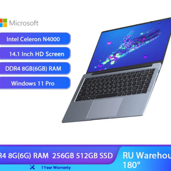 Notebook Windows 11 -Laptop Intel N4000, 14.1 Polegada, 8GB de RAM