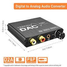Carregar imagem no visualizador da galeria, Conversor de Áudio Digital para Analógico com Ajuste de Graves e Volume, Coaxial Óptico para Rca
