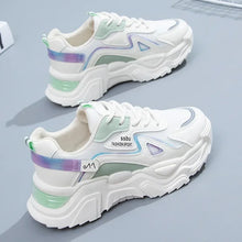 Carregar imagem no visualizador da galeria, Tênis Feminino Planos Plataforma, Sapatos Verdes Formadores casuais tênis grossos

