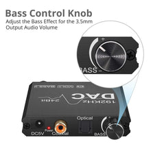 Carregar imagem no visualizador da galeria, Conversor de Áudio Digital para Analógico com Ajuste de Graves e Volume, Coaxial Óptico para Rca
