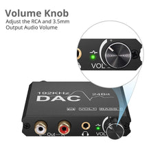 Carregar imagem no visualizador da galeria, Conversor de Áudio Digital para Analógico com Ajuste de Graves e Volume, Coaxial Óptico para Rca
