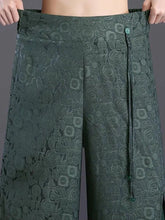 Carregar imagem no visualizador da galeria, Calça de Pernas Largas, Cintura Alta com Jacquard Dividido, Estilo Casual
