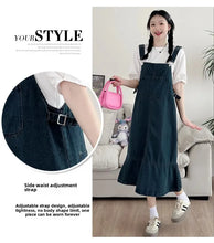 Carregar imagem no visualizador da galeria, Vestido Maternidade, Design Fino, Cauda de Peixe, Macacão Jeans com Camiseta Interna
