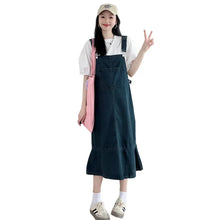 Carregar imagem no visualizador da galeria, Vestido Maternidade, Design Fino, Cauda de Peixe, Macacão Jeans com Camiseta Interna
