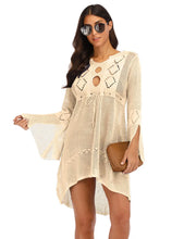 Carregar imagem no visualizador da galeria, Vestido de Praia, Casa e Piscina, Robe Feminino, Cover Up, Peça em Tricô, Algodão
