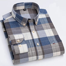 Carregar imagem no visualizador da galeria, Camisa Masculina 100% Algodão, Manga Comprida, Cores Lisa e Xadrez, Estampa Regular (ab)

