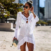 Carregar imagem no visualizador da galeria, Vestido de Praia, Casa e Piscina, Robe Feminino, Cover Up, Peça em Tricô, Algodão
