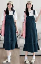 Carregar imagem no visualizador da galeria, Vestido Maternidade, Design Fino, Cauda de Peixe, Macacão Jeans com Camiseta Interna
