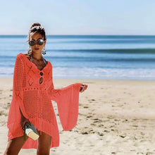 Carregar imagem no visualizador da galeria, Vestido de Praia, Casa e Piscina, Robe Feminino, Cover Up, Peça em Tricô, Algodão
