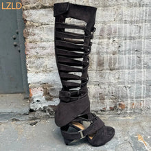 Carregar imagem no visualizador da galeria, Botas Modelo Sexy Passarela, Joelho-Alto, Saltos Grossos, Botas Longas

