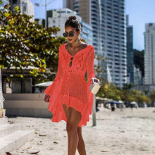 Carregar imagem no visualizador da galeria, Vestido de Praia, Casa e Piscina, Robe Feminino, Cover Up, Peça em Tricô, Algodão
