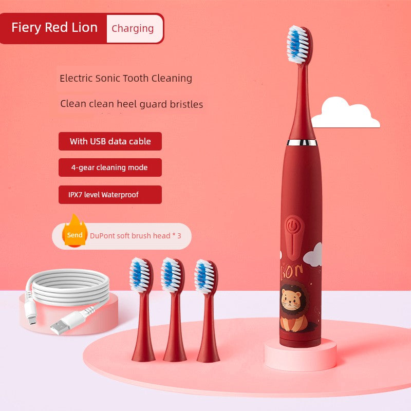Escova de Dentes Elétrica Automática, Bateria Recarregável, Pelos Macio, para Crianças