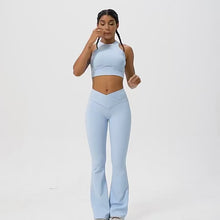 Carregar e reproduzir vídeo no visualizador da galeria, Calças de Yoga Cintura Alta, Leggings Flare, Pernas Largas, Treino Fitness, Esportes, Dança Latina
